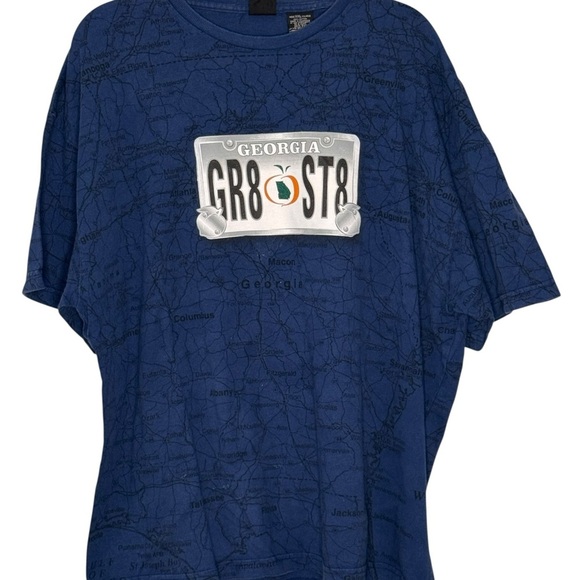 GEORGIA Great State Blue Graphic T-Shirt with Georgia License Plate & Map XXL - Picture 2 of 6